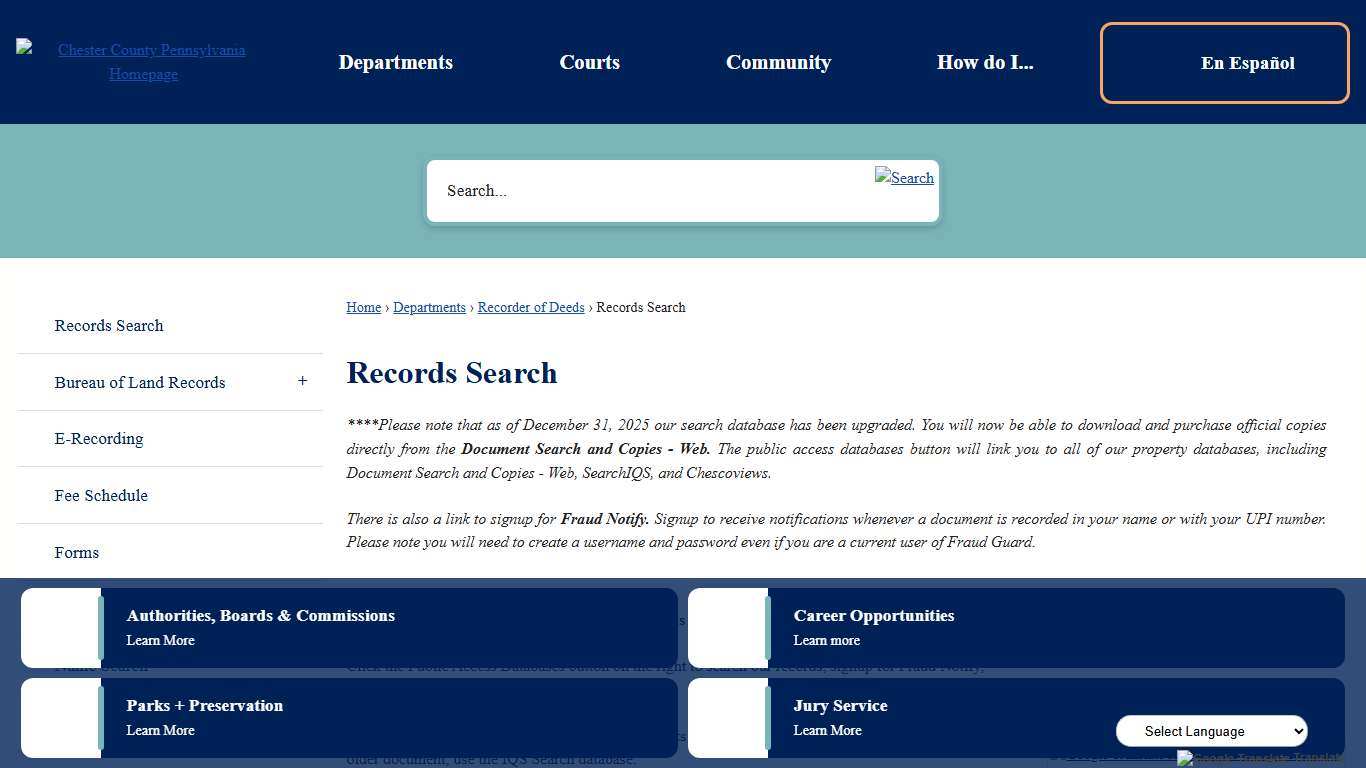 Records Search | Chester County, PA - Official Website