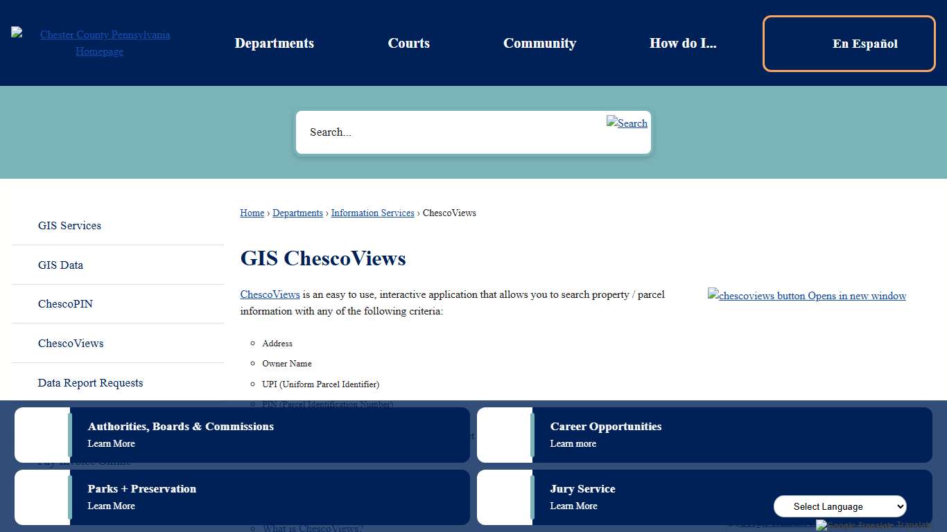 GIS ChescoViews | Chester County, PA - Official Website